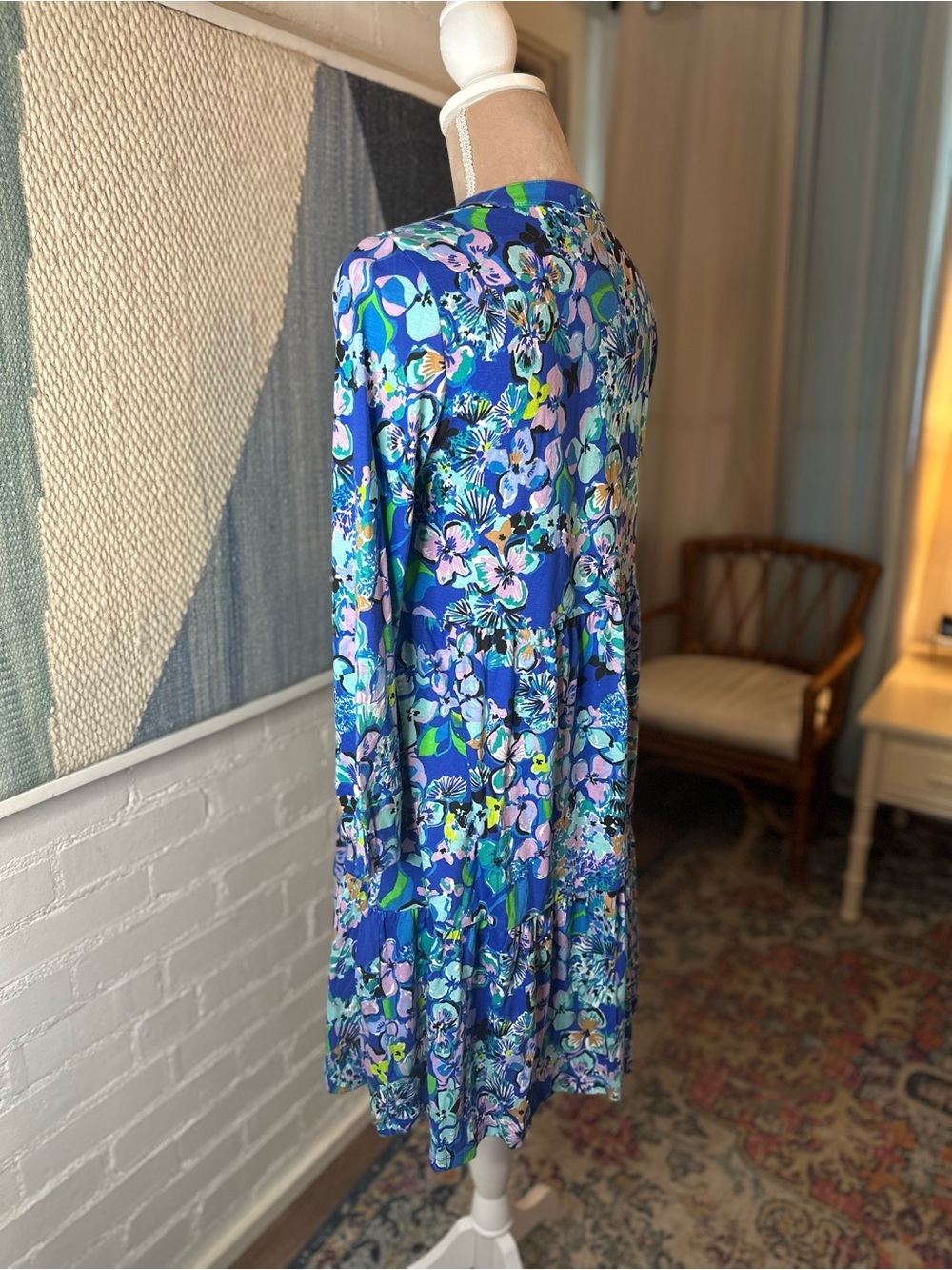 NWT Lilly Pulitzer Dark Blue and Purple ¾ Sleeve Tiered Dress - Picture 8 of 13